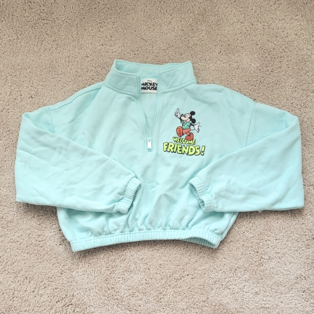 Disney Parks Welcome Friends Cropped Sweatshirt Sz M